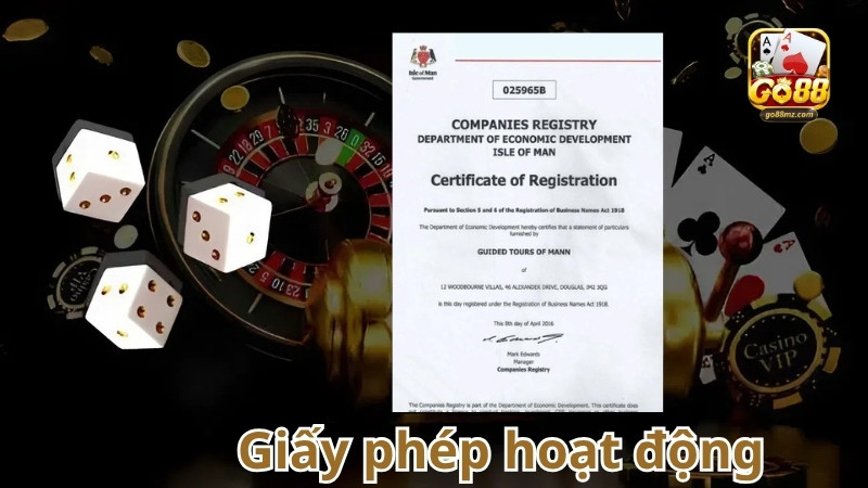 Giấy phép hoạt động Go88 đang sở hữu